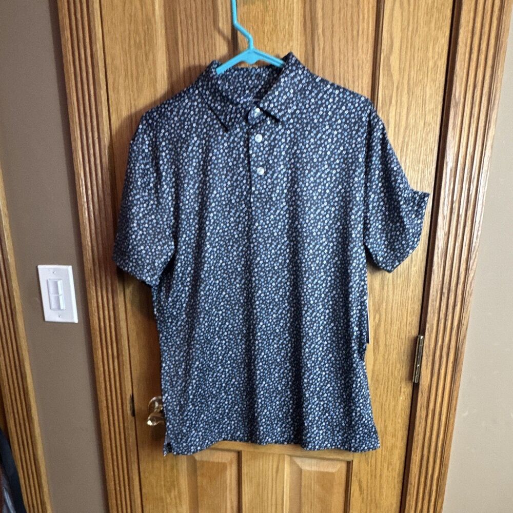 Ben Hogan Performance Men's S Black Floral Polo Shirt Moisture Wicking Stretch